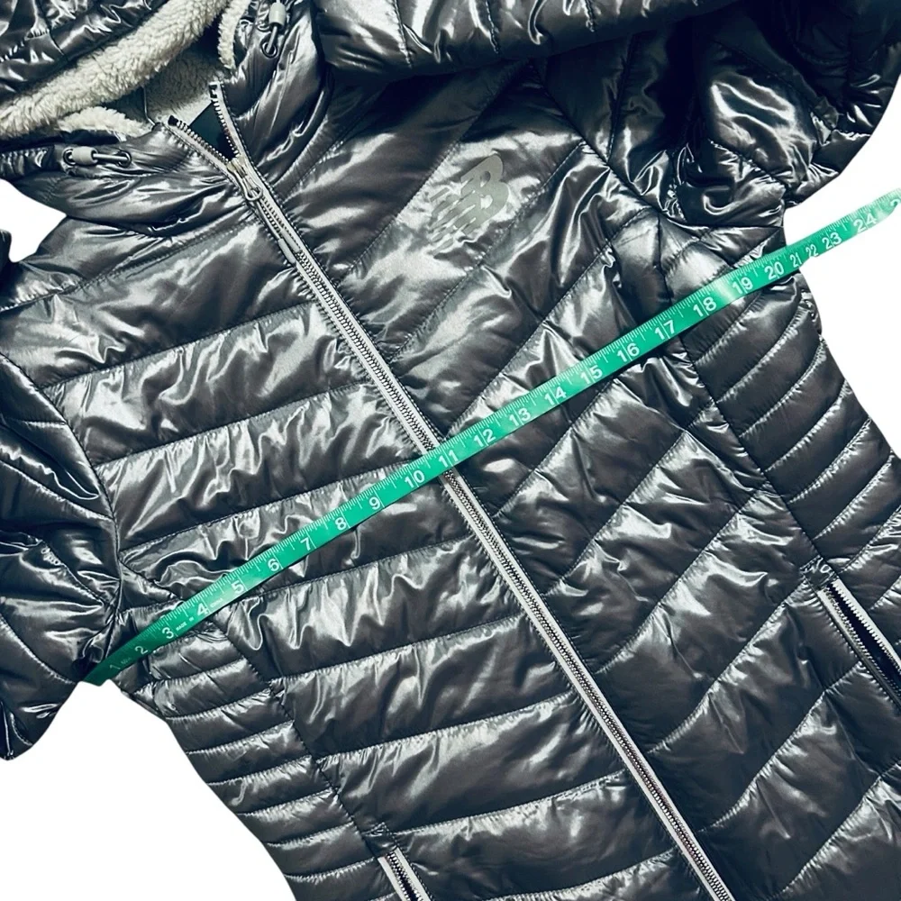 NEW BALANCE Metallic Quilted Sherpa Lined Puffer Coat L